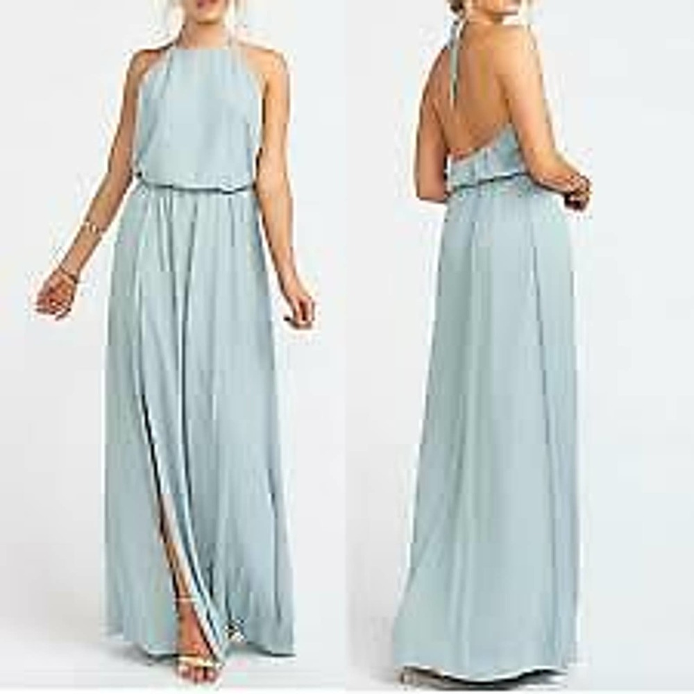 Show Me Your Mumu Heather Halter Dress Silver Sage
